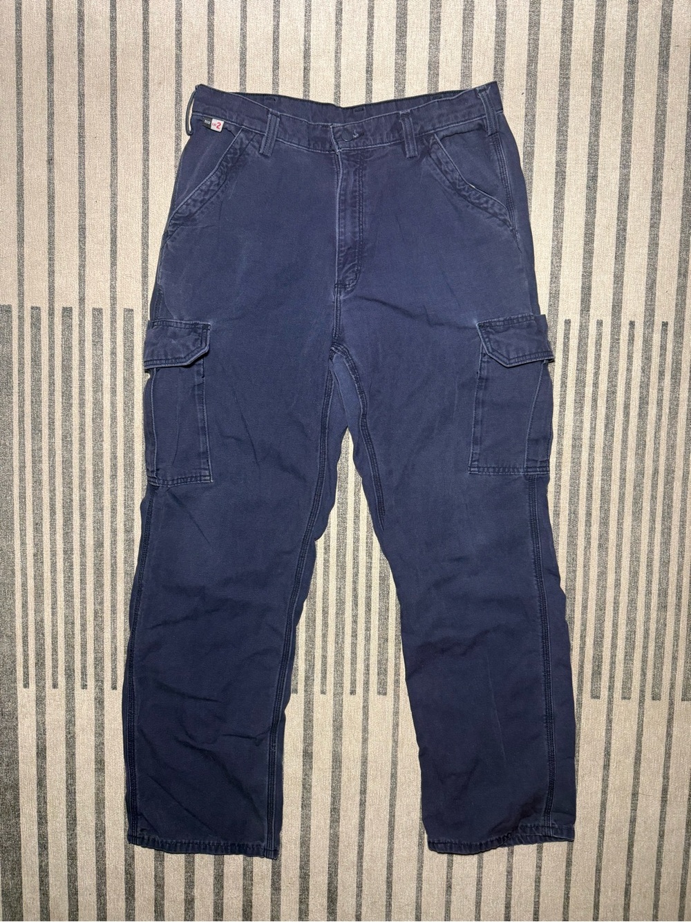 Carhartt FR Cargo Pants 34x32 Flame Resistant Navy Blue Original Fit FRB240-DNY